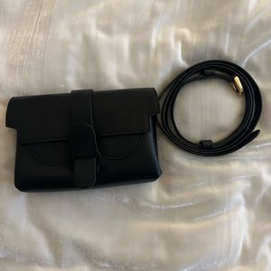 Senreve Aria Black Pebble Beltbag with Gold Hardware